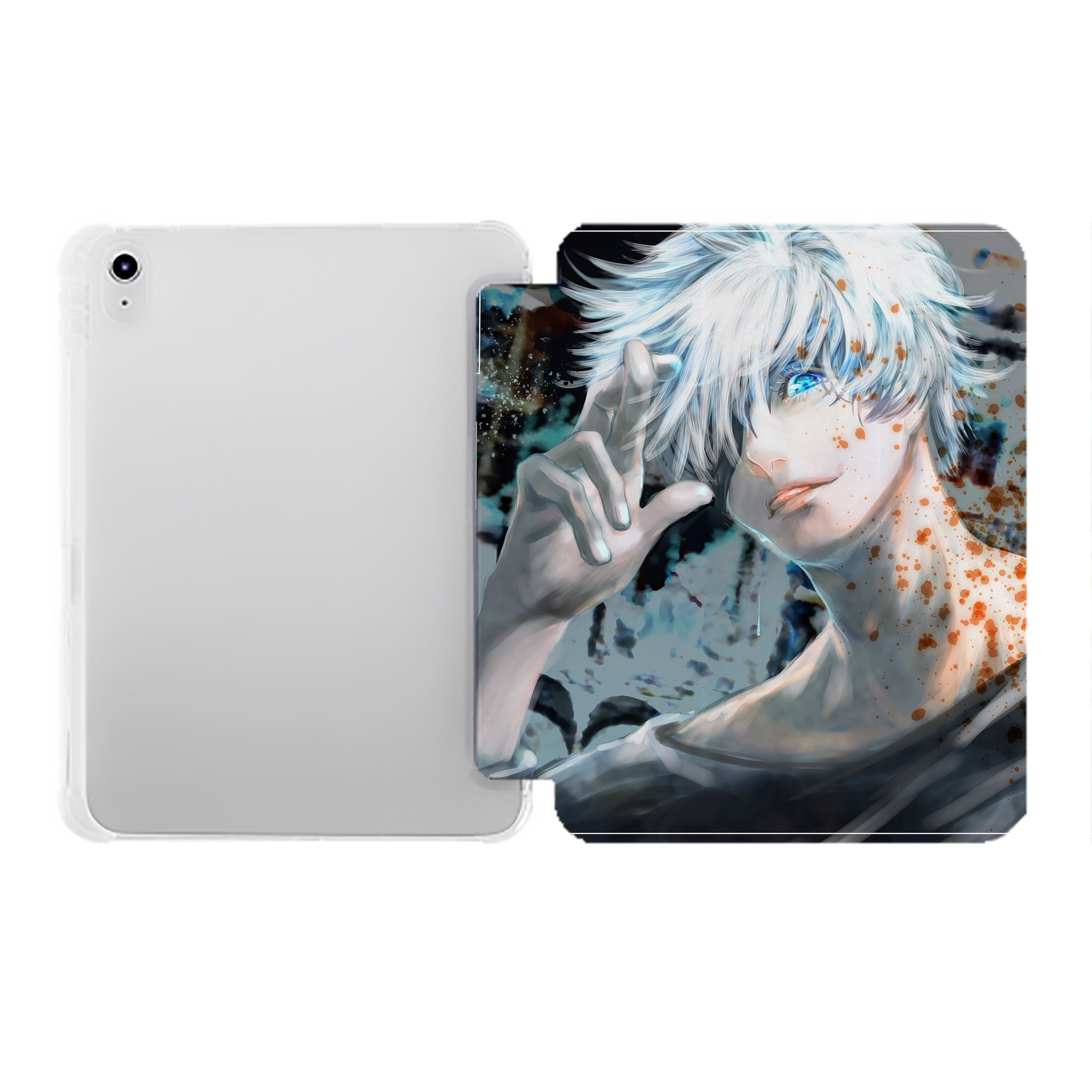 （画像用） 呪術廻戦 Jujutsu Kaisen IPad ケース ペン収納付き 三つ折りスタンド PUレザー×シリコン 対応機種9.5/10.5/10.9インチ